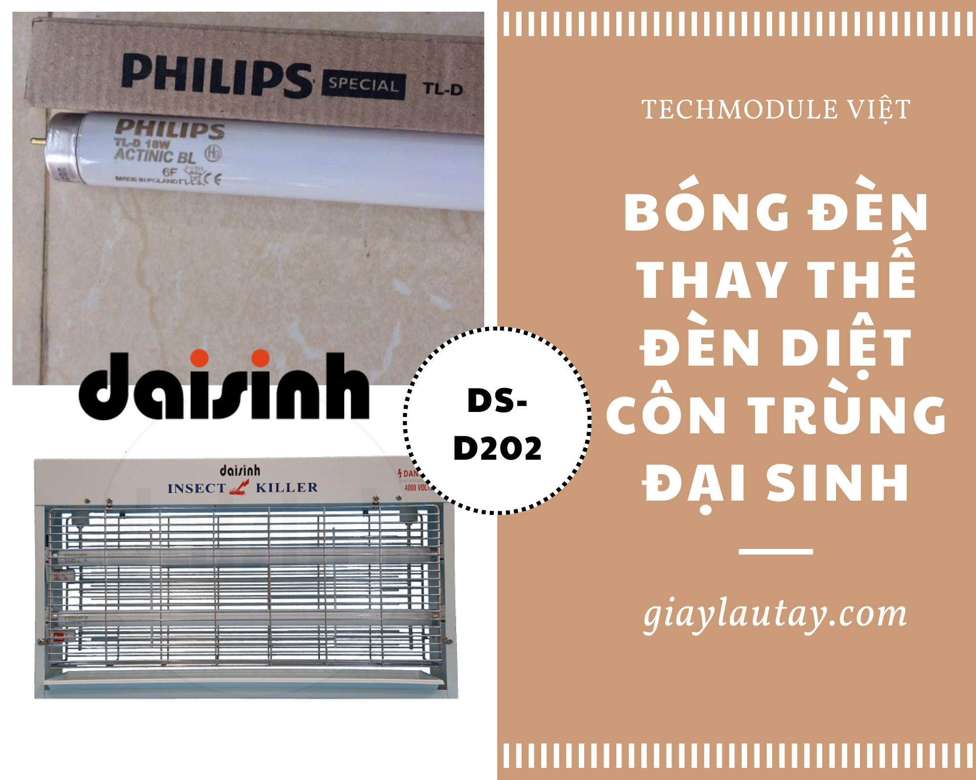 Bóng đèn 18W thay thế cho đèn diệt côn trùng công nghiệp DS-D202