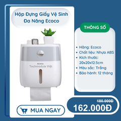  Hộp Đựng Giấy Vệ Sinh Đa Năng Ecoco - Không Cần Khoan Vít 