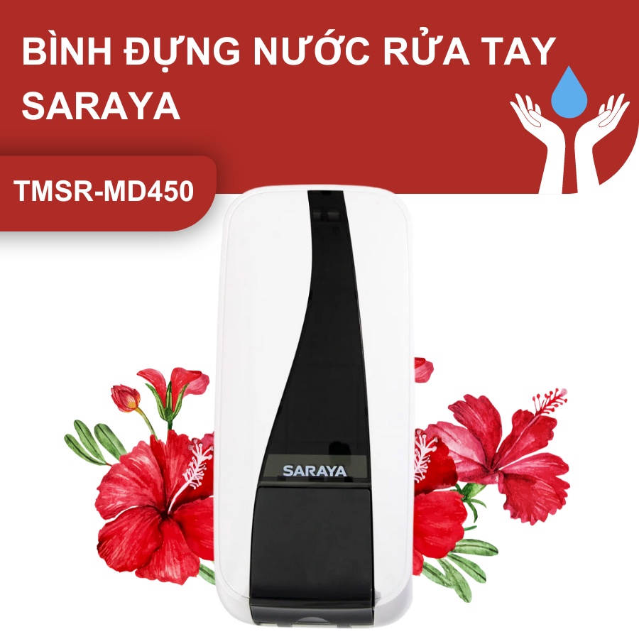 Bình đựng nước rửa tay, cồn sát khuẩn nút nhấn cao cấp Saraya TMSR-MD450