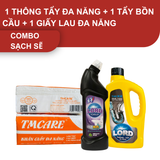 


																	 Combo sạch sẽ: 1 thông tẩy đa năng và 1 tẩy bồn cầu và 1 giấy lau đa năng TMCARE vàng 
