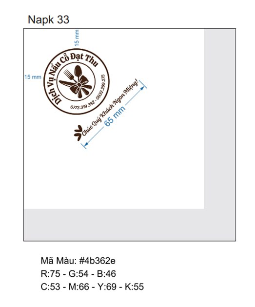 Khăn giấy ăn in logo NẤU CỖ ĐẠT THU