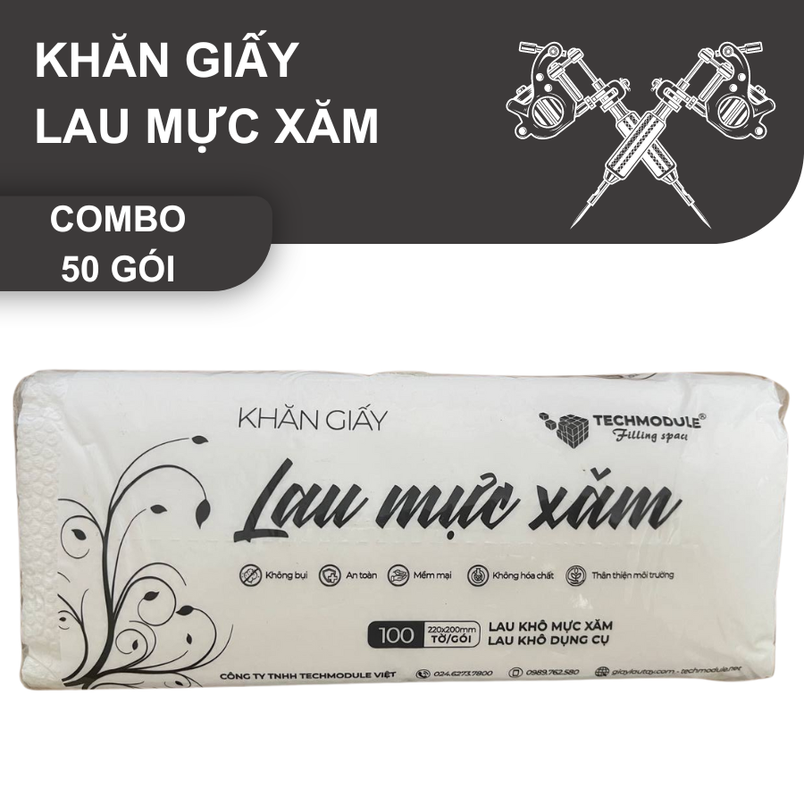 COMBO 50 gói giấy lau mực xăm Techmodule