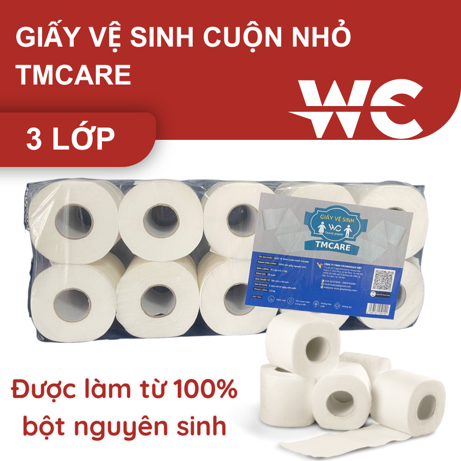 Giấy vệ sinh cuộn nhỏ 3 lớp hãng TMCARE mã TMSL-1.3