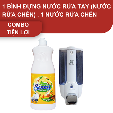 Combo tiện lợi nhà bếp: 1 bình đựng nước rửa tayZYQ138 (nước rửa chén) và 1 nước rửa chén 750g