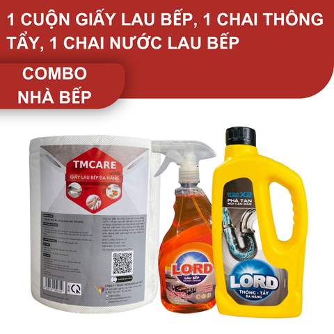 Combo Nhà Bếp: 1 thông tẩy đa năng và 1 cuộn giấy lau bếp và 1 chai nước lau bếp