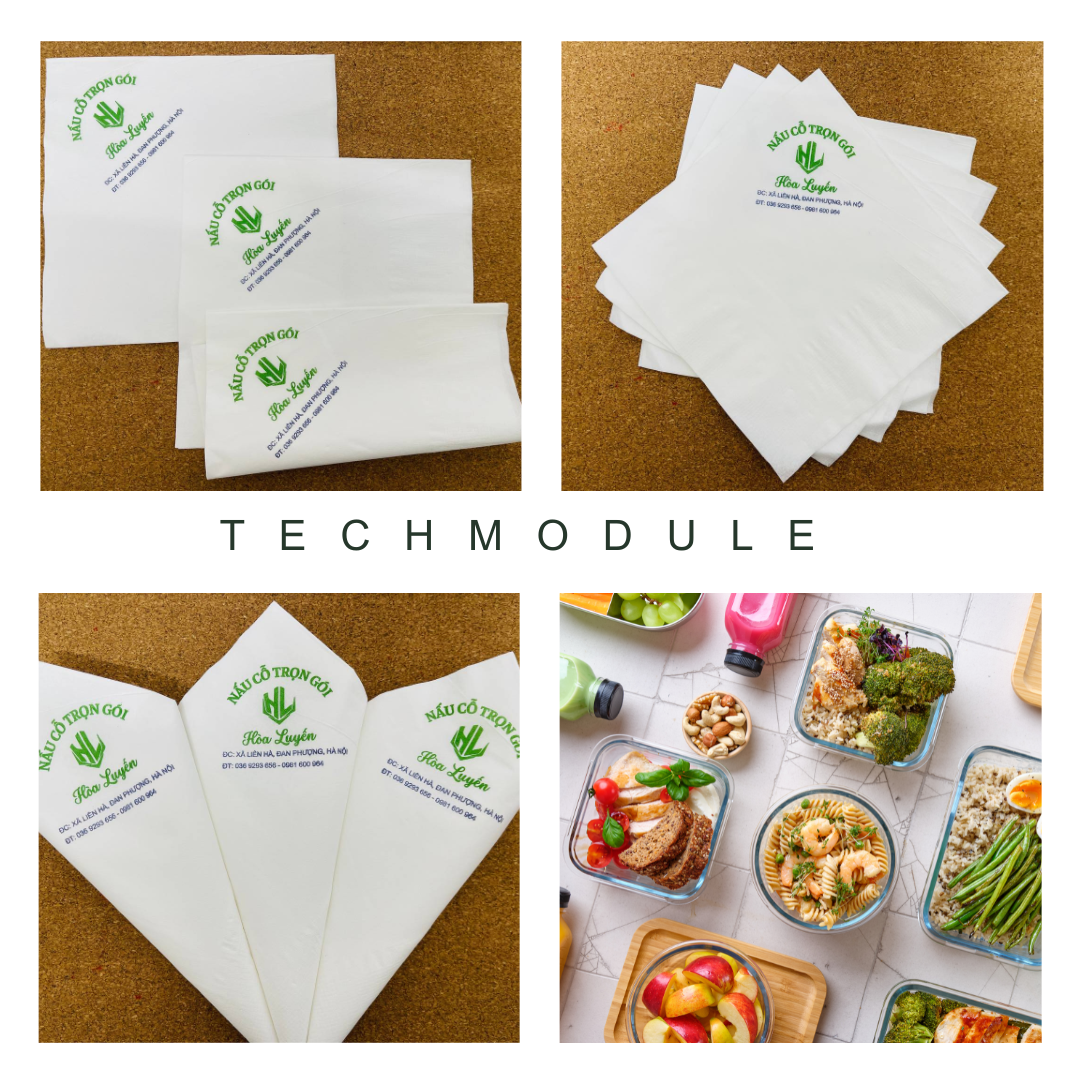 Khăn giấy ăn in logo NẤU CỖ HÒA LUYẾN