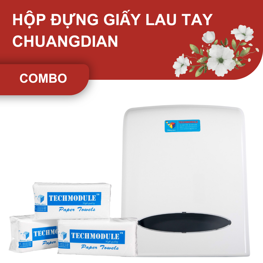 Combo hộp đựng khăn giấy lau tay TMCD-8038A và 10 cuộn giấy lau tay 2 lớp siêu dai TM-HP3