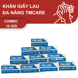 


																	 Khăn giấy lau tay đa năng TMCARE Premium Xanh, 100% bột giấy nguyên sinh - 100 tờ - vệ sinh sau và trong bữa ăn - 10 gói 