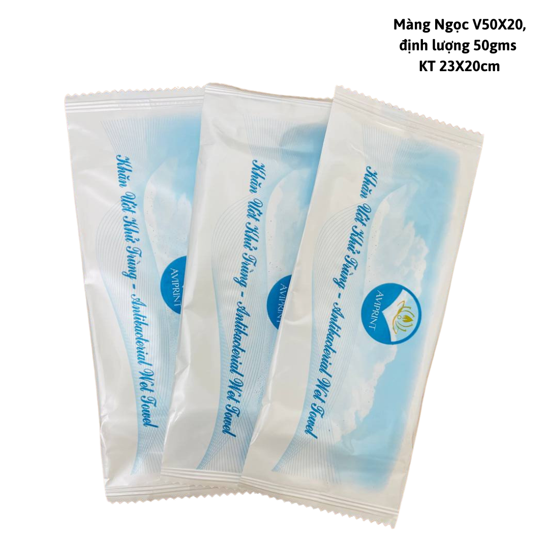  Khăn vải ướt màng OPP in logo thương hiệu riêng 3-4 màu theo yêu cầu 
