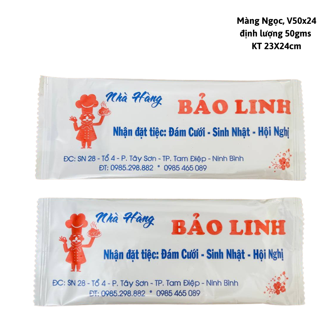  Khăn vải ướt màng OPP in logo thương hiệu riêng 3-4 màu theo yêu cầu 