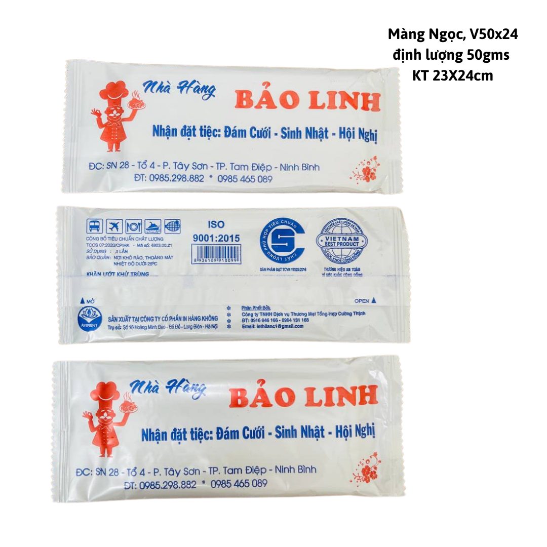  Khăn vải ướt màng OPP in logo thương hiệu riêng 3-4 màu theo yêu cầu 