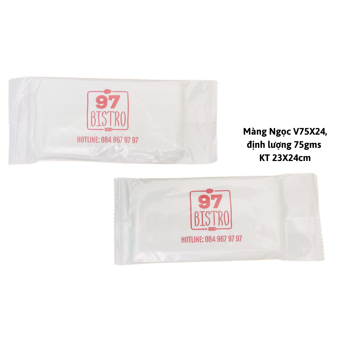  Khăn vải ướt màng OPP in logo thương hiệu riêng 1-2 màu theo yêu cầu 