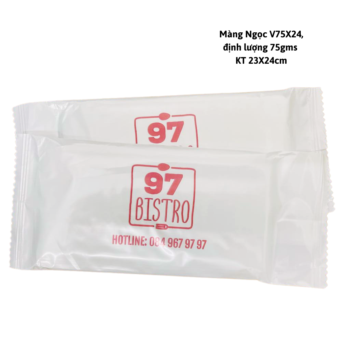  Khăn vải ướt màng OPP in logo thương hiệu riêng 1-2 màu theo yêu cầu 