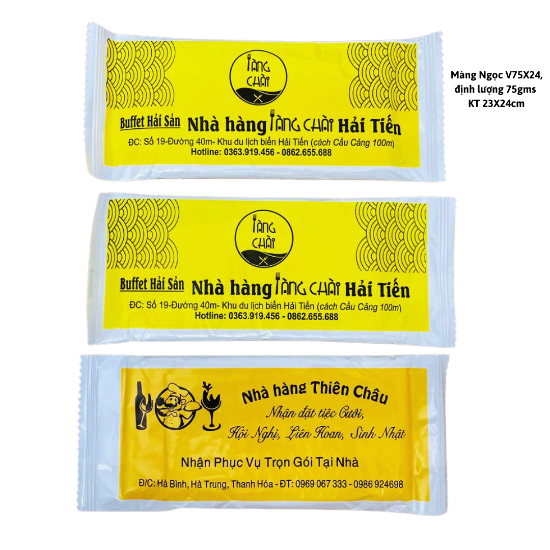  Khăn vải ướt màng OPP in logo thương hiệu riêng 1-2 màu theo yêu cầu 