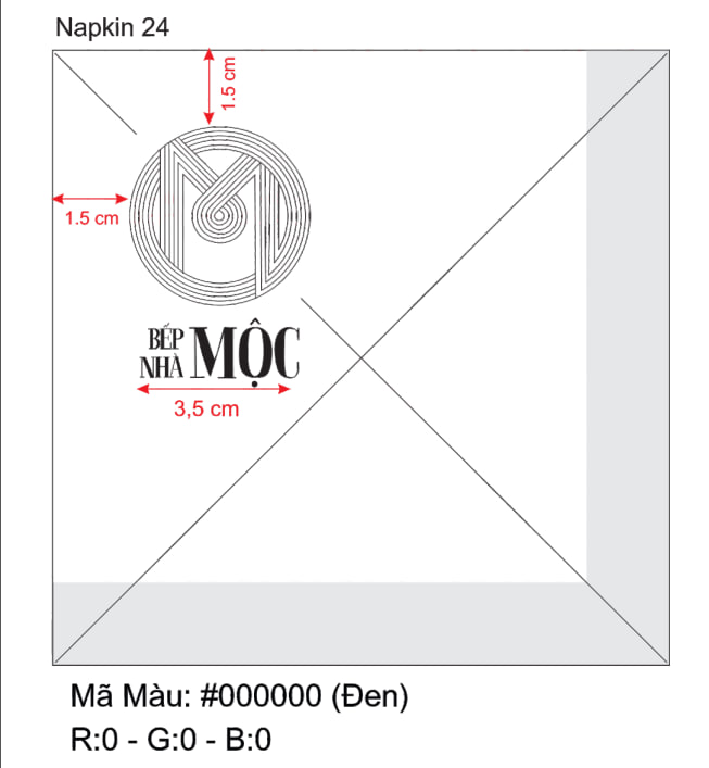 Khăn giấy ăn in logo BẾP NHÀ MỘC