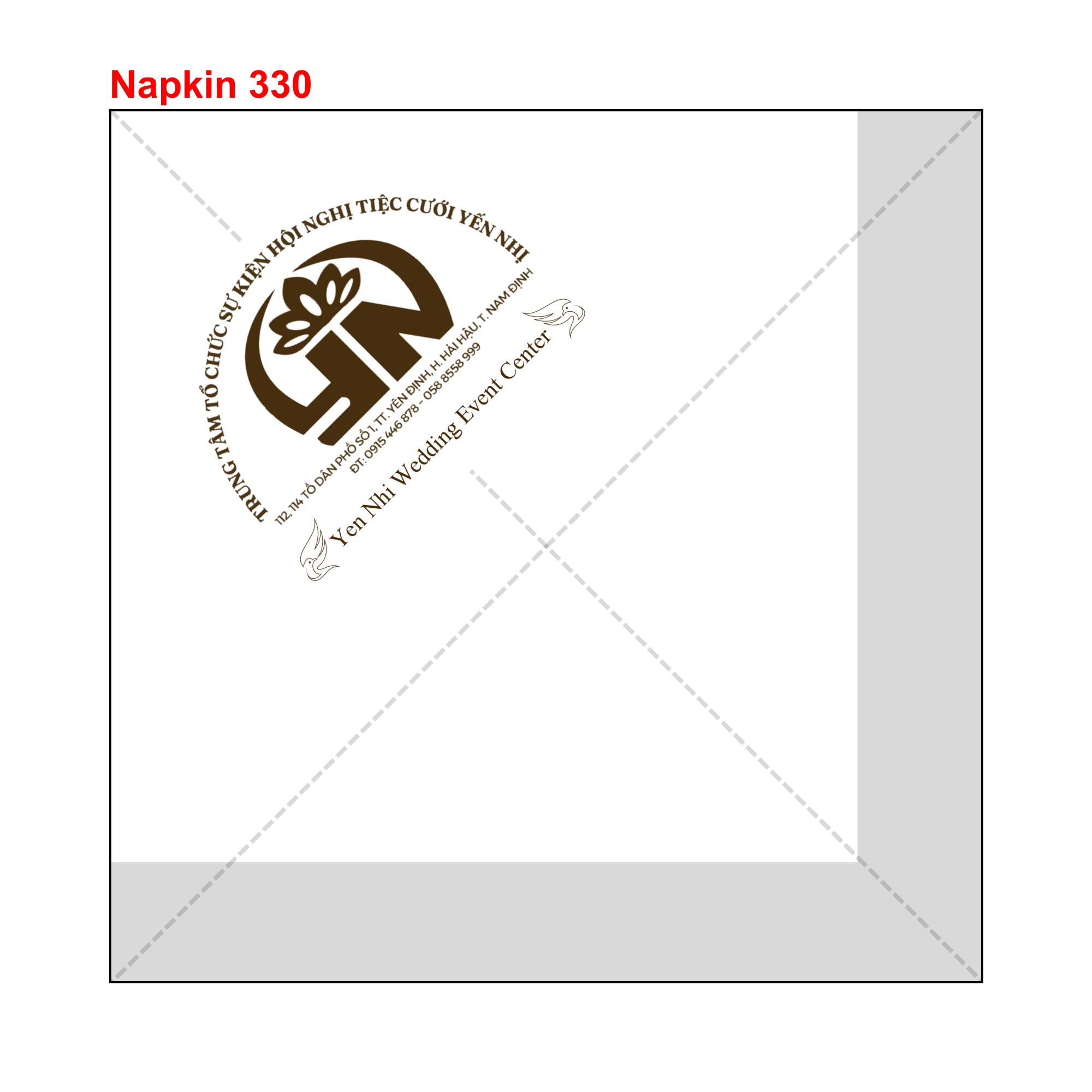 Khăn giấy ăn in logo TIỆC CƯỚI YẾN NHỊ