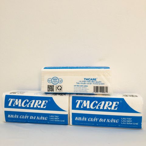 Combo 20 gói Khăn giấy lau tay đa năng TMCARE Premium Xanh, 100% bột giấy nguyên sinh - 100 tờ - vệ sinh sau và trong bữa ăn