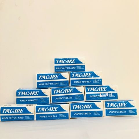 Combo 10 gói Khăn giấy lau tay đa năng TMCARE Premium Xanh, 100% bột giấy nguyên sinh - 100 tờ - vệ sinh sau và trong bữa ăn