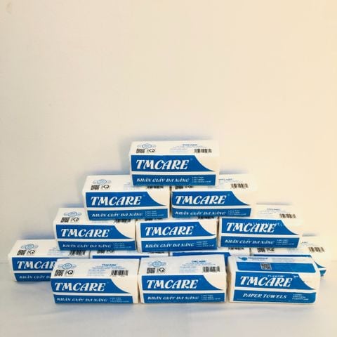 Combo 20 gói Khăn giấy lau tay đa năng TMCARE Premium Xanh, 100% bột giấy nguyên sinh - 100 tờ - vệ sinh sau và trong bữa ăn