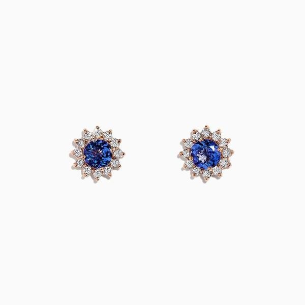  Rose Gold Tanzanite and Diamond Earrings 