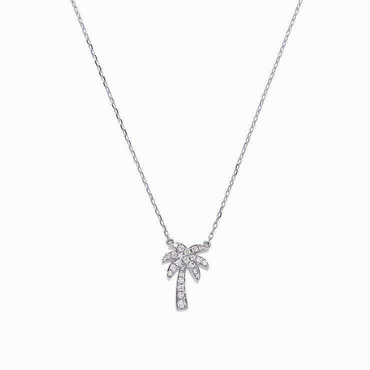  White Gold Diamond Palm Tree Necklace 