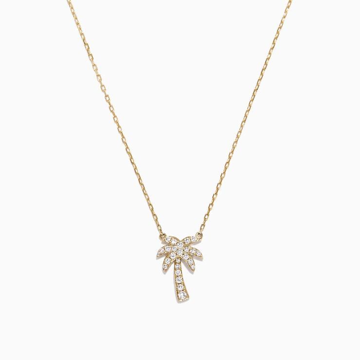  White Gold Diamond Palm Tree Necklace 