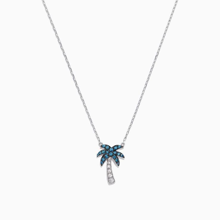  White Gold Diamond Palm Tree Necklace 