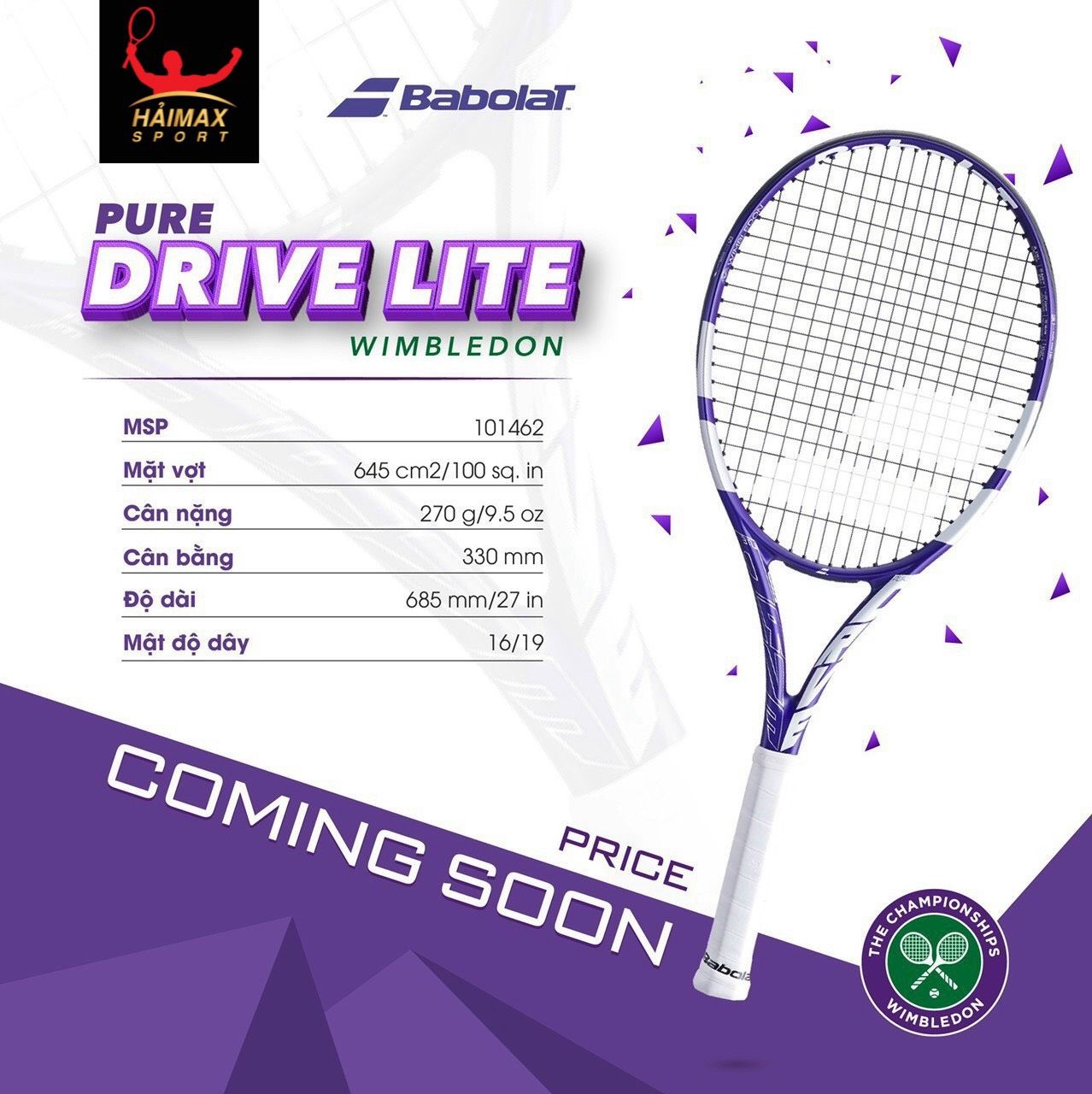 Vợt Tennis Babolat Pure Drive Lite 270g (16x19)