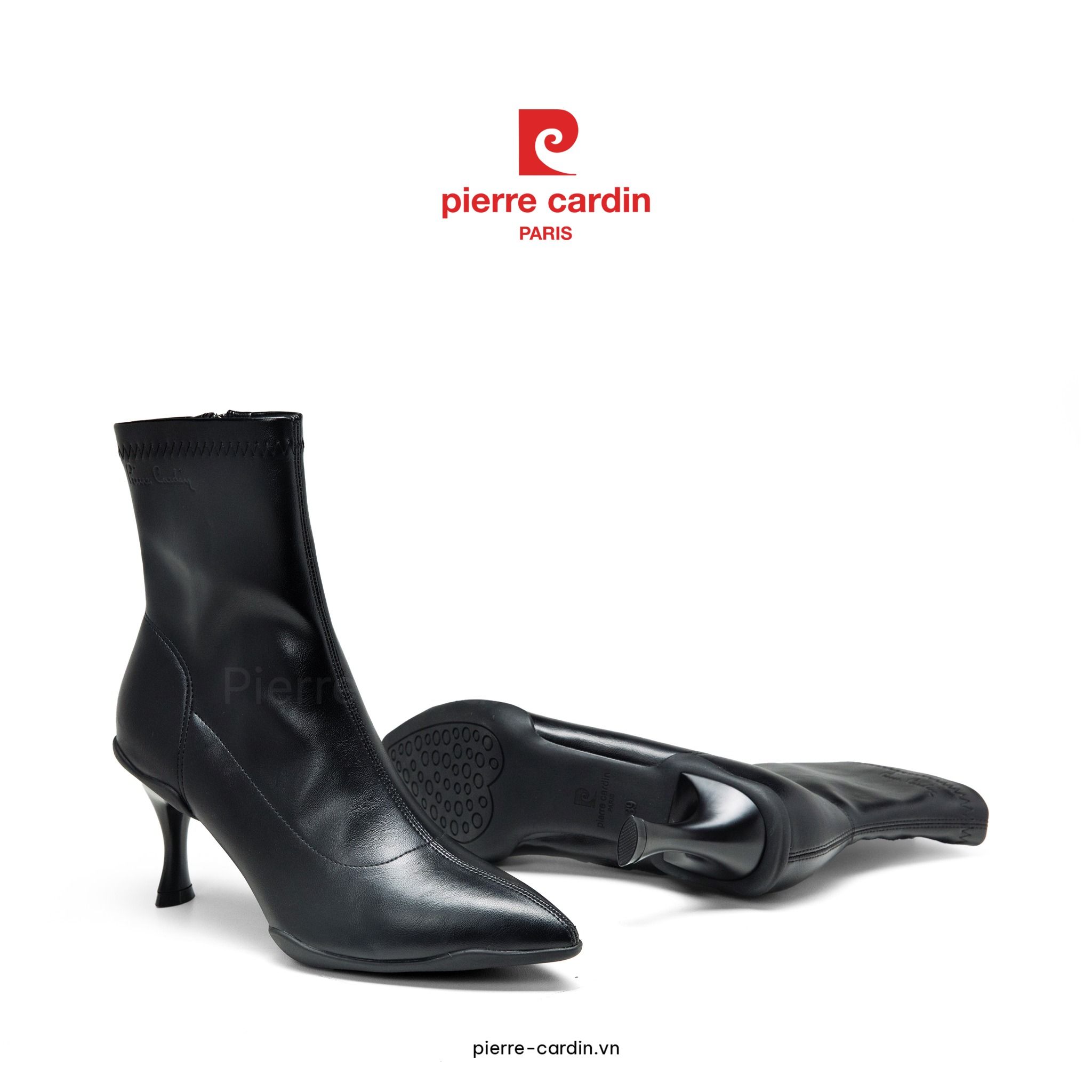 Pierre Cardin Paris Vietnam | Giày Boot Nữ Cổ Cao Phong Cách Thanh Lịch Pierre Cardin - PCWFWMI 265 (BLACK & CREAM)