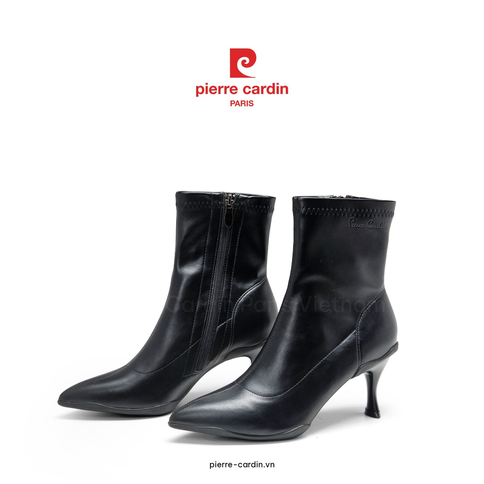 Pierre Cardin Paris Vietnam | Giày Boot Nữ Cổ Cao Phong Cách Thanh Lịch Pierre Cardin - PCWFWMI 265 (BLACK & CREAM)