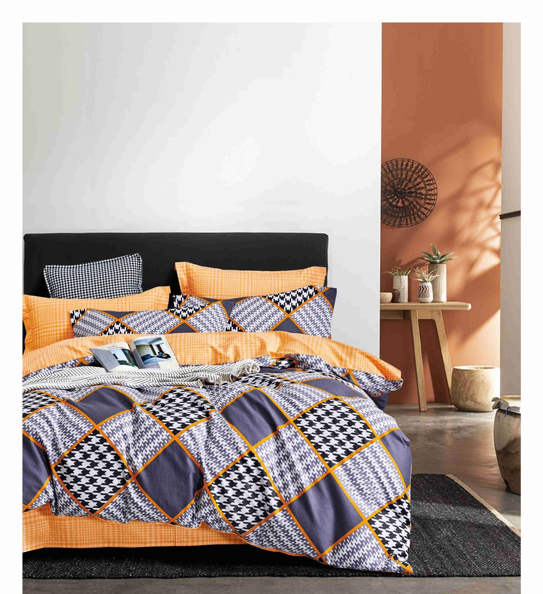 Bộ drap – áo gối Caro Night 018 Cotton cao cấp