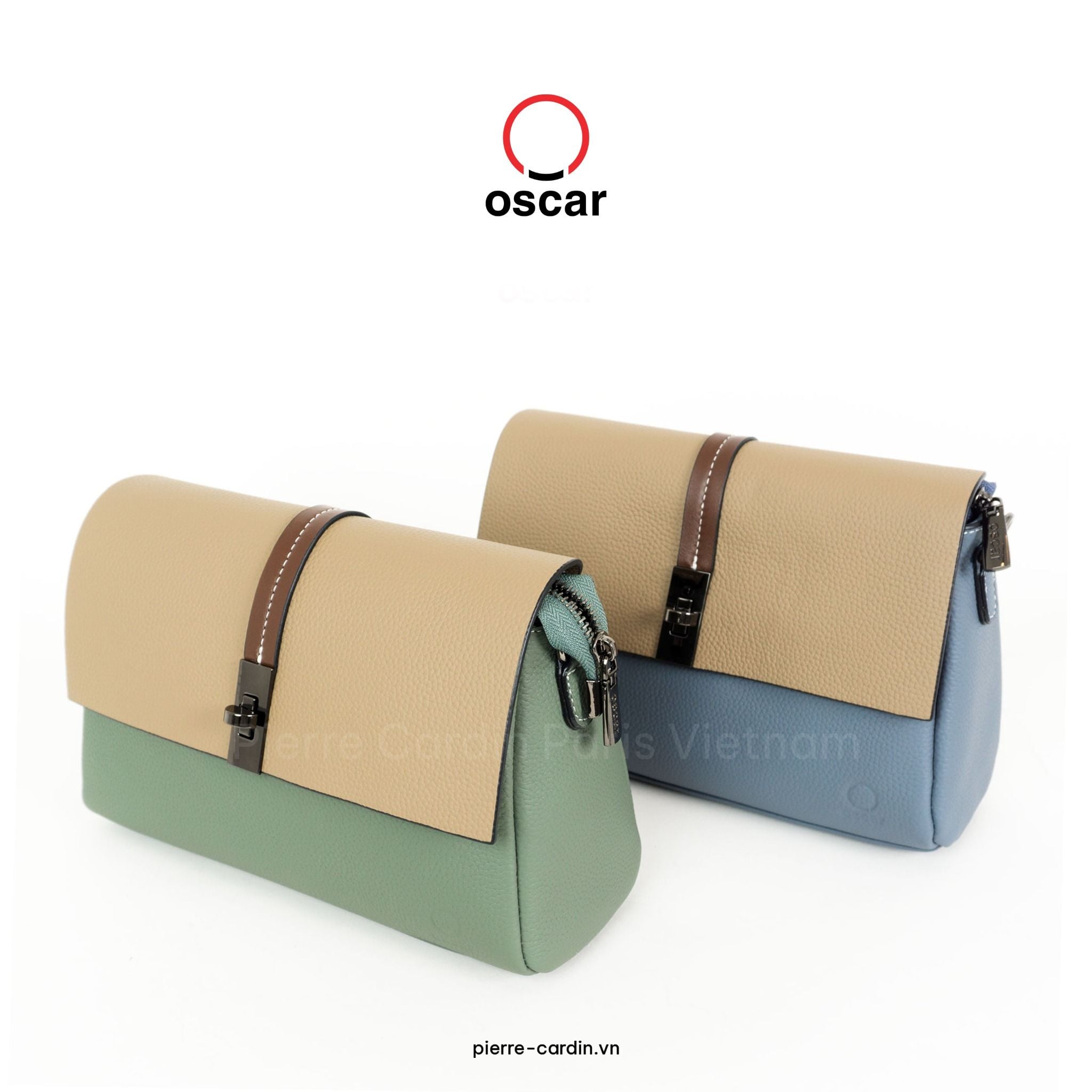 Pierre Cardin Paris Vietnam: Túi Xách Nữ Da Thật Oscar Fashion - OCWHBLH 094 (BLUE & GREEN)