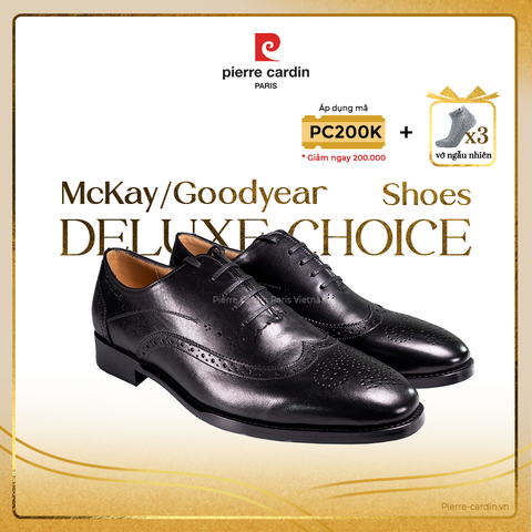 Giày Brogue Oxford Đế Da Pierre Cardin - PCMFWLG 357