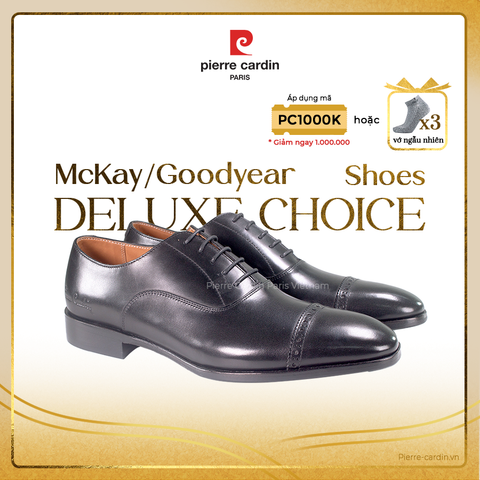 Giày Brogue Oxford Đế Da Pierre Cardin - PCMFWLH 362 (BLACK)