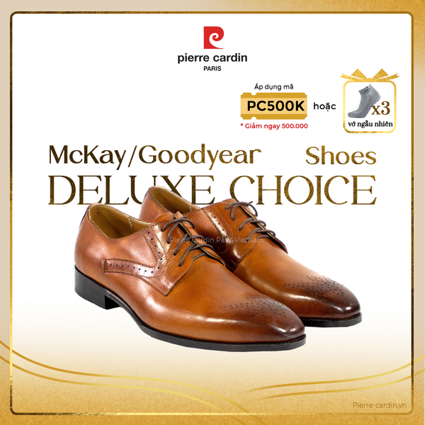 Giày Brogue Derby Đế Da Pierre Cardin - PCMFWLG 349