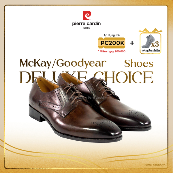 Giày Brogue Derby Đế Da Pierre Cardin - PCMFWLG 349