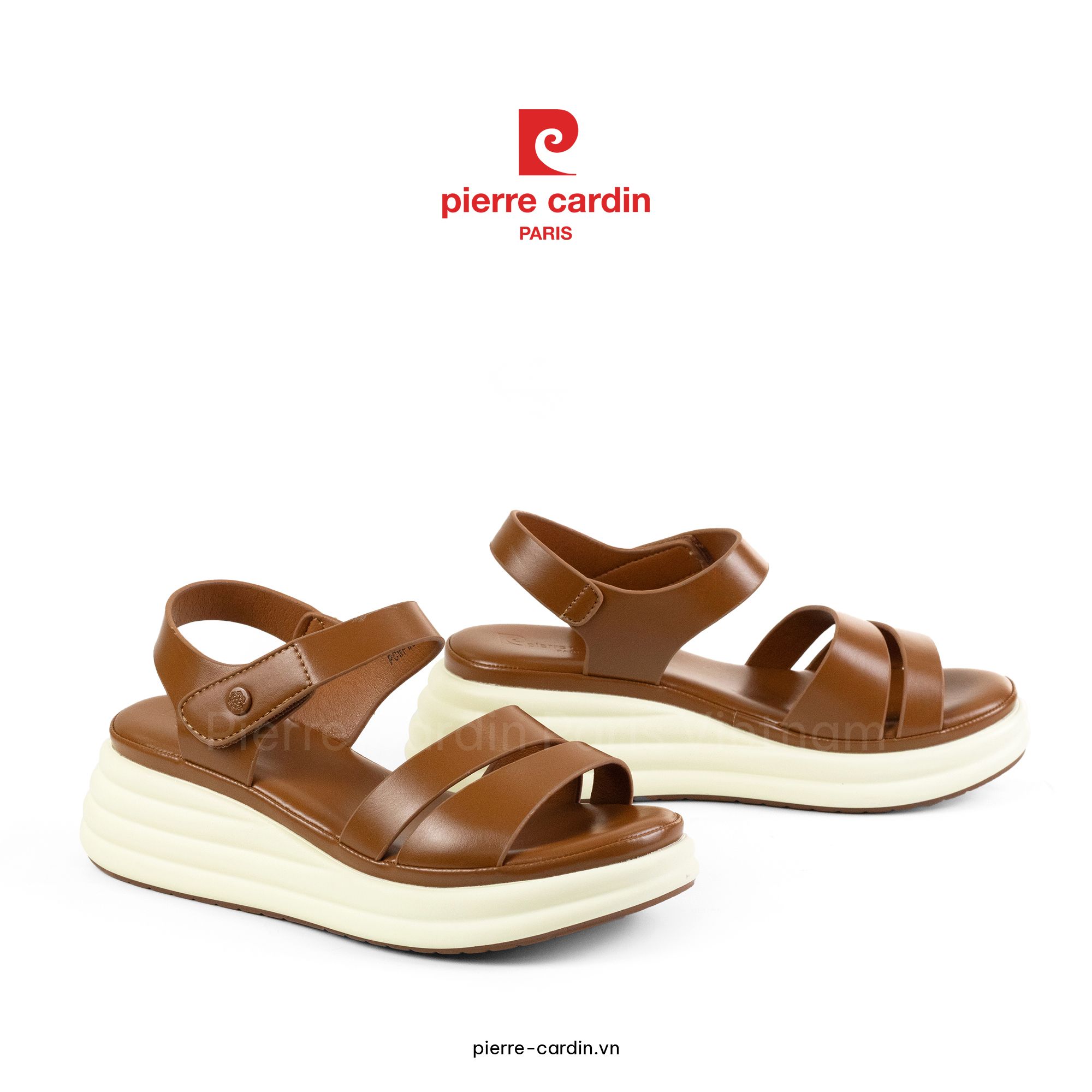 Pierre Cardin Paris Vietnam | Sandals Cao Gót Comfort Pierre Cardin - PCWFWSI 256 (BROWN)