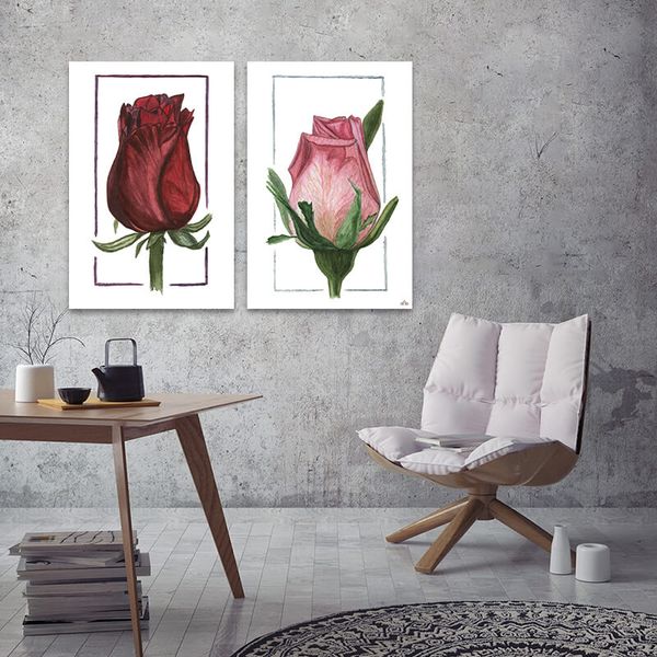 Bộ 2 Tranh Canvas Hoa Hồng Alila