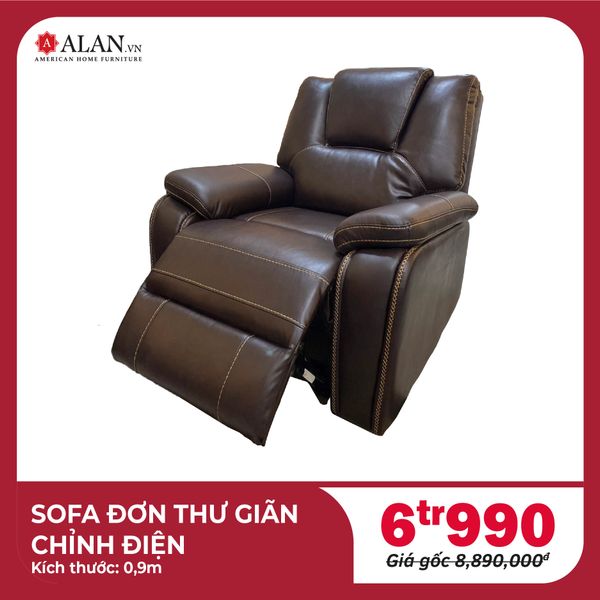 Sofa Đơn Thư Giãn Chỉnh Điện Màu Nâu Socola