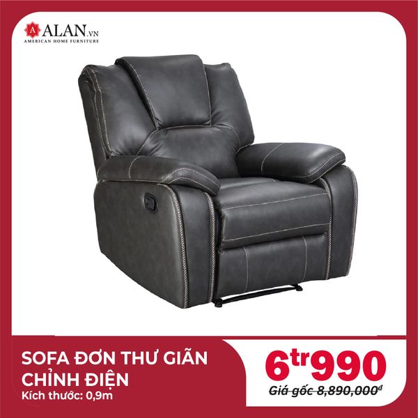 Sofa Đơn Thư Giãn Chỉnh Điện Màu Xám Đậm