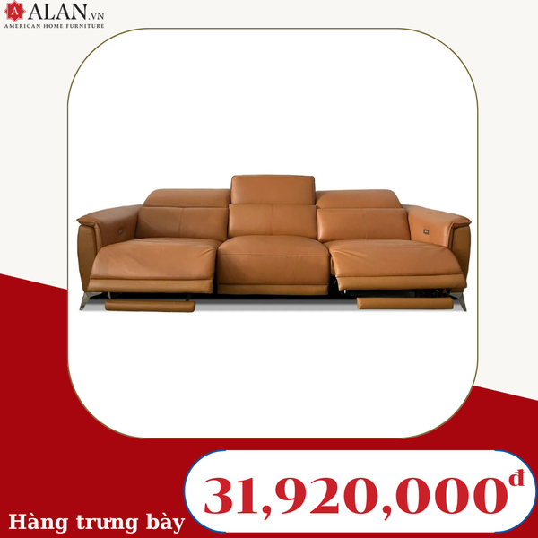 Sofa Băng 3 Da Bò Thư Giãn Chỉnh Điện Màu Cam