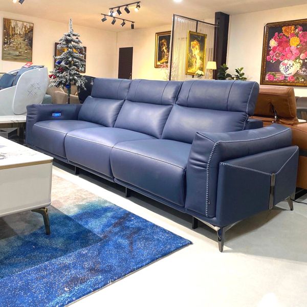 Sofa Thư Giãn Băng 2m8 Da Bò Tiếp Xúc 1927 Xanh Navy Alila