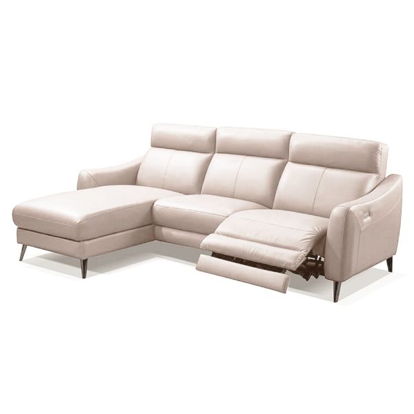 Sofa Thư Giãn Da Bò Chỉnh Điện Chữ L 2m6 YB919 - 8028 Kem Hesian Alila