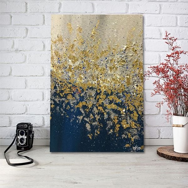 Tranh Canvas Blue And Gold Abstract 4 Alila (60x90cm)