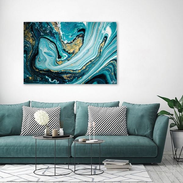 Tranh Canvas Blue And Gold Abstract 6 Alila (60x90cm)