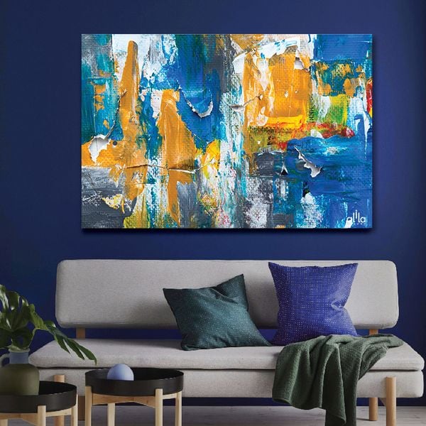 Tranh Canvas Blue And Yellow Abstract Alila (60x90cm - 80x120cm - 100x150cm)