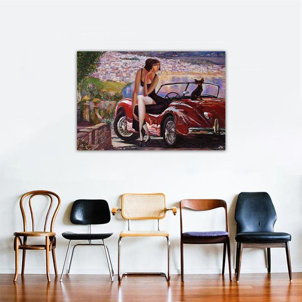 Tranh Canvas Girl On The Car Alila (60x90cm)