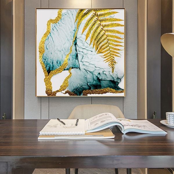 Tranh Canvas Gold And Blue Abstract Alila (80x80cm)