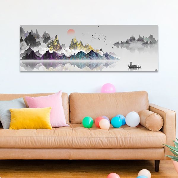 Tranh Canvas Hồ Bên Núi 1 Alila (40x120cm - 50x150cm)