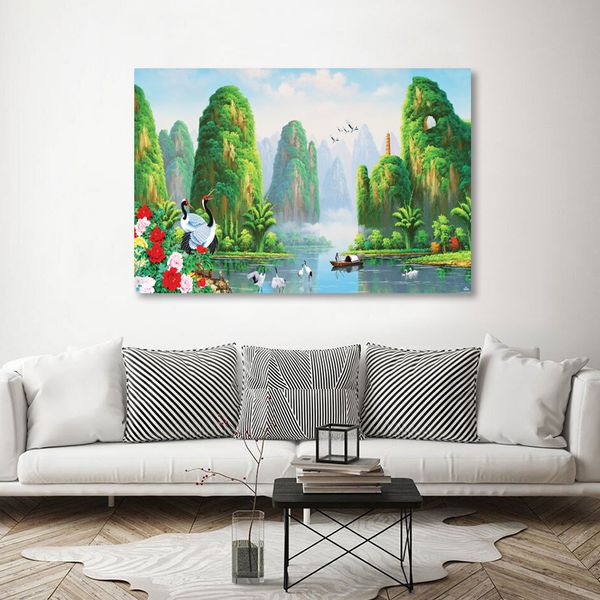 Tranh Canvas Thác Nước Trung Hoa Alilla (60x90cm - 70x180cm)